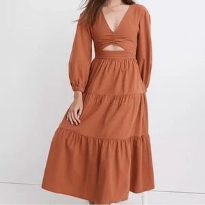 Madewell Crepe Cutout Midi Dress 4p